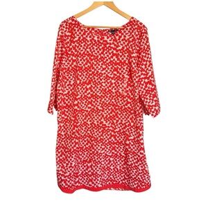Gap Shift Dress Women Size XL Red Print New With Imperfection 3/4 Sleeve Flowy